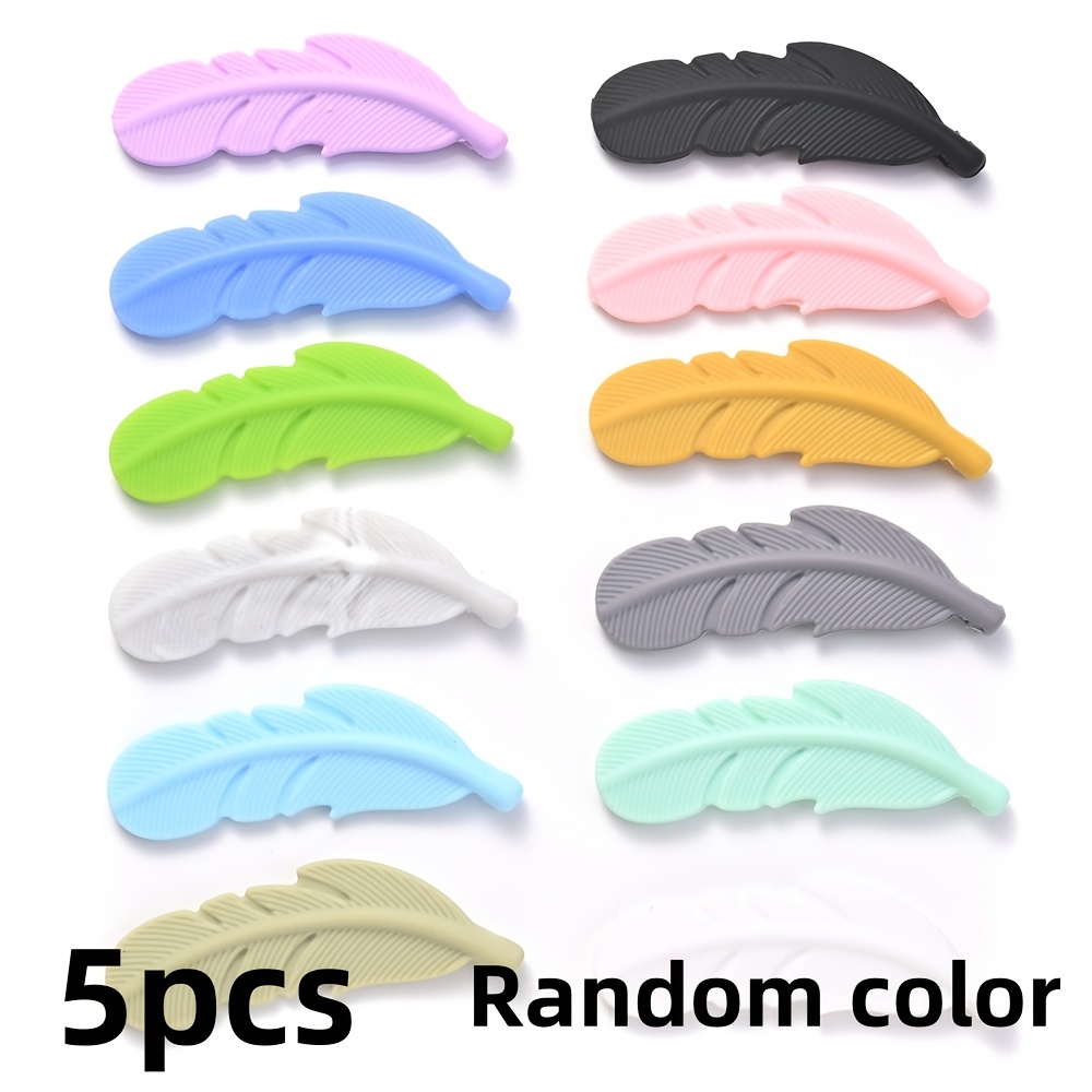 TEMU 5 pz Perline distanziali a piuma colorate in ,8x5,5 cm, perline focali, per ciondoli fai da te per per telefono, cordini, collane, braccialetti,