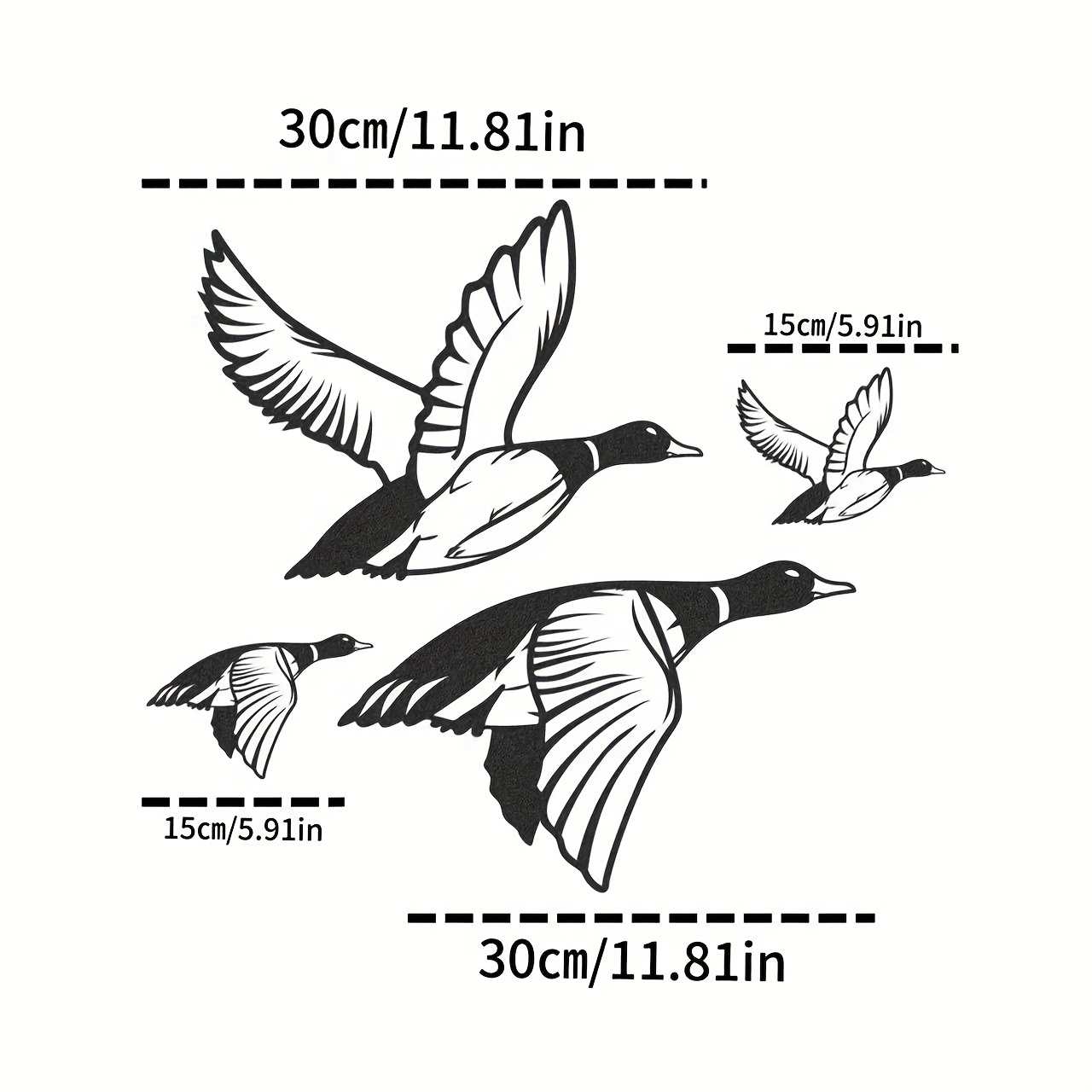 TEMU Un ensemble de 4 sculptures murales en métal de canards volants, parfait pour la décoration intérieure. Ces décorations en métal fabriquées à