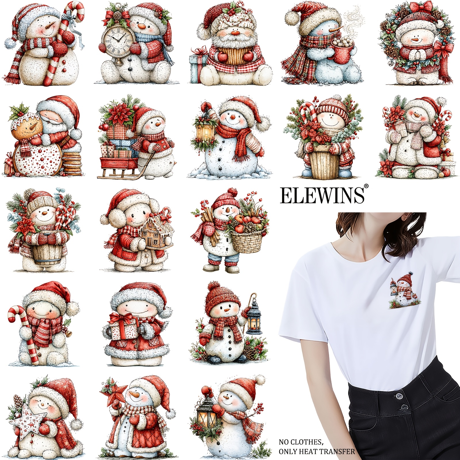 artikel foto 36 stuks schattige kerst opstrijkpatches met kerstman en sneeuwpop, opstrijkvinyl voor jeans, western dtf warmteoverdrachtsvinyl-applicaties voor kleding, t-shirt, kussen, hoed