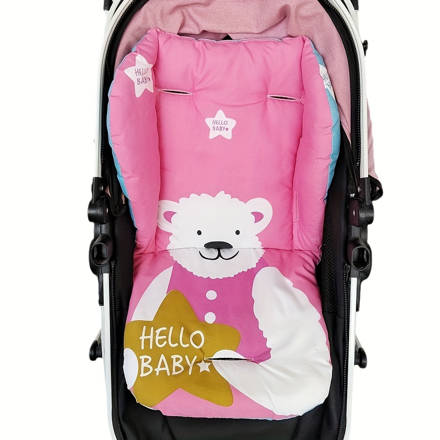 

Universal Baby Stroller Cushion Pad With Head Support, Polyester Infant Car Seat Liner, Warm Cotton Padding For High Chairs And Strollers, Suitable For 0-3 Years Old - '' Polar Bear Design