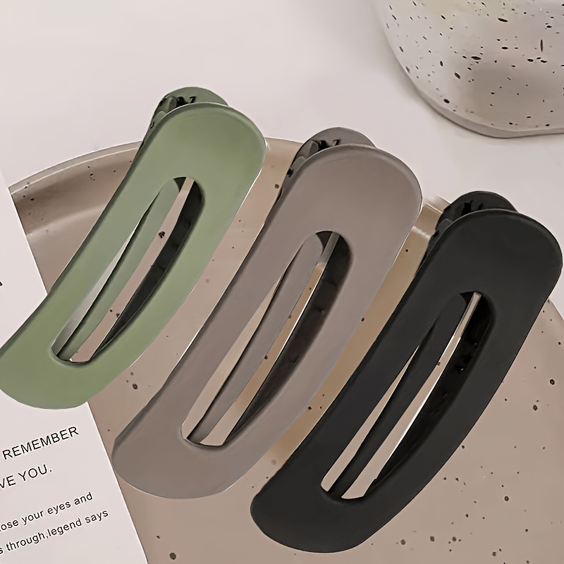 3pcs Ladies' Elegant Matte Large Hair Clip- Acrylic Anti-Slip Toothed Hairpin, Easy And Elegant Rectangular Hairpin, Stable And Fixed, Solid-Color Headpiece, Suitable for Daily And Formal Looks, Cute Hair Accessory, Smooth Surface