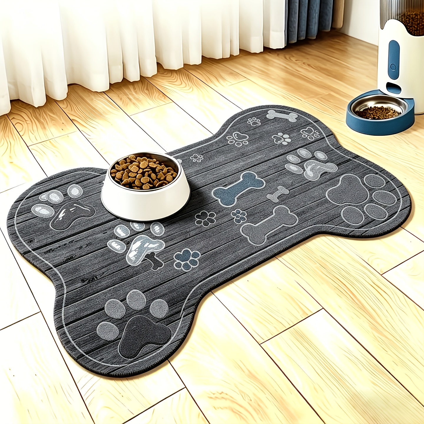 TEMU Tapis de repas élégant et tendance pour grand animal de compagnie - Tapis de gamelle pour chien antidérapant, à séchage rapide, résistant aux