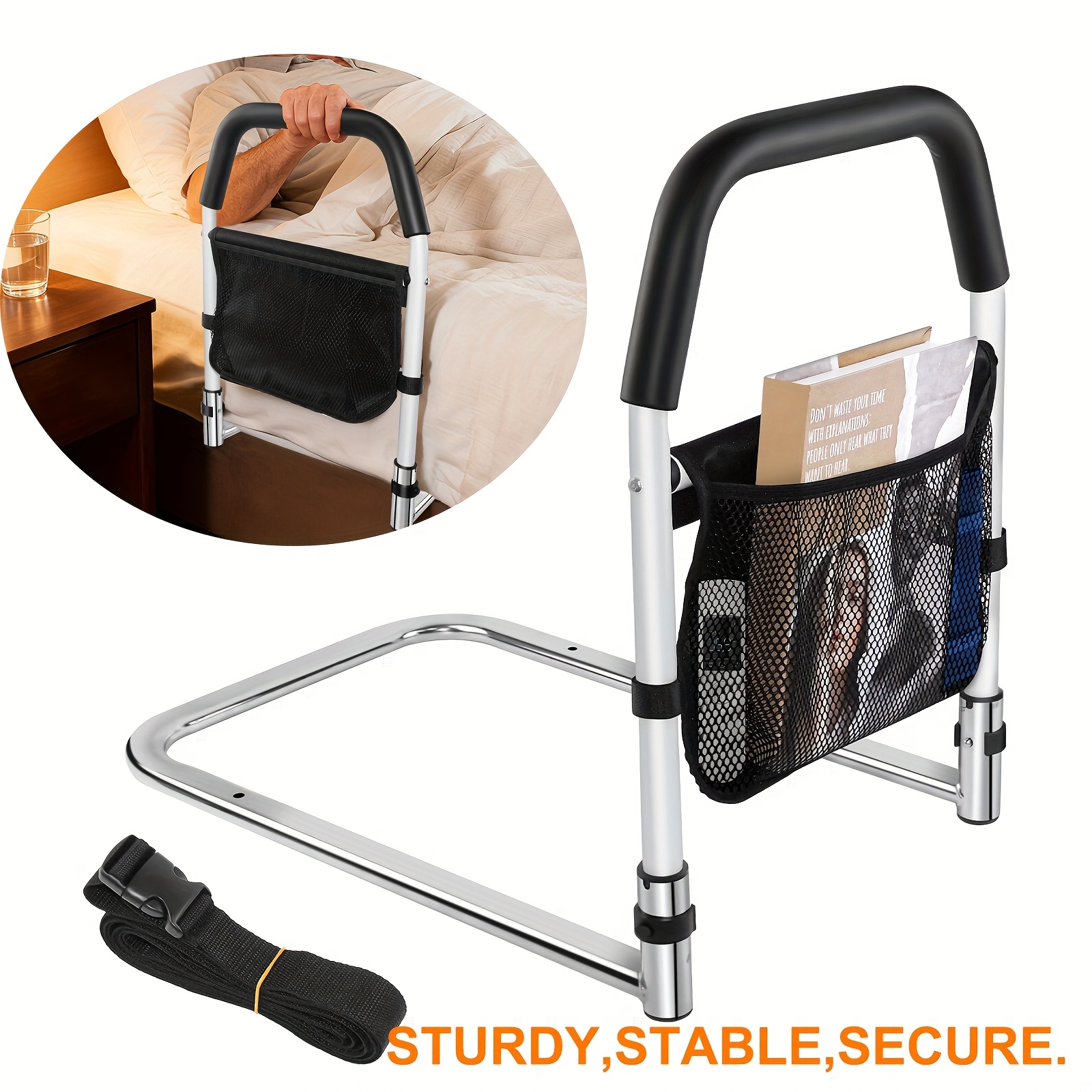Bed Assist Rail Safety Bed Rails For Adults Bed Rail With Storage Bag Assist Handrail Bar For Pregnant Women, Seniors, Rehabilitation