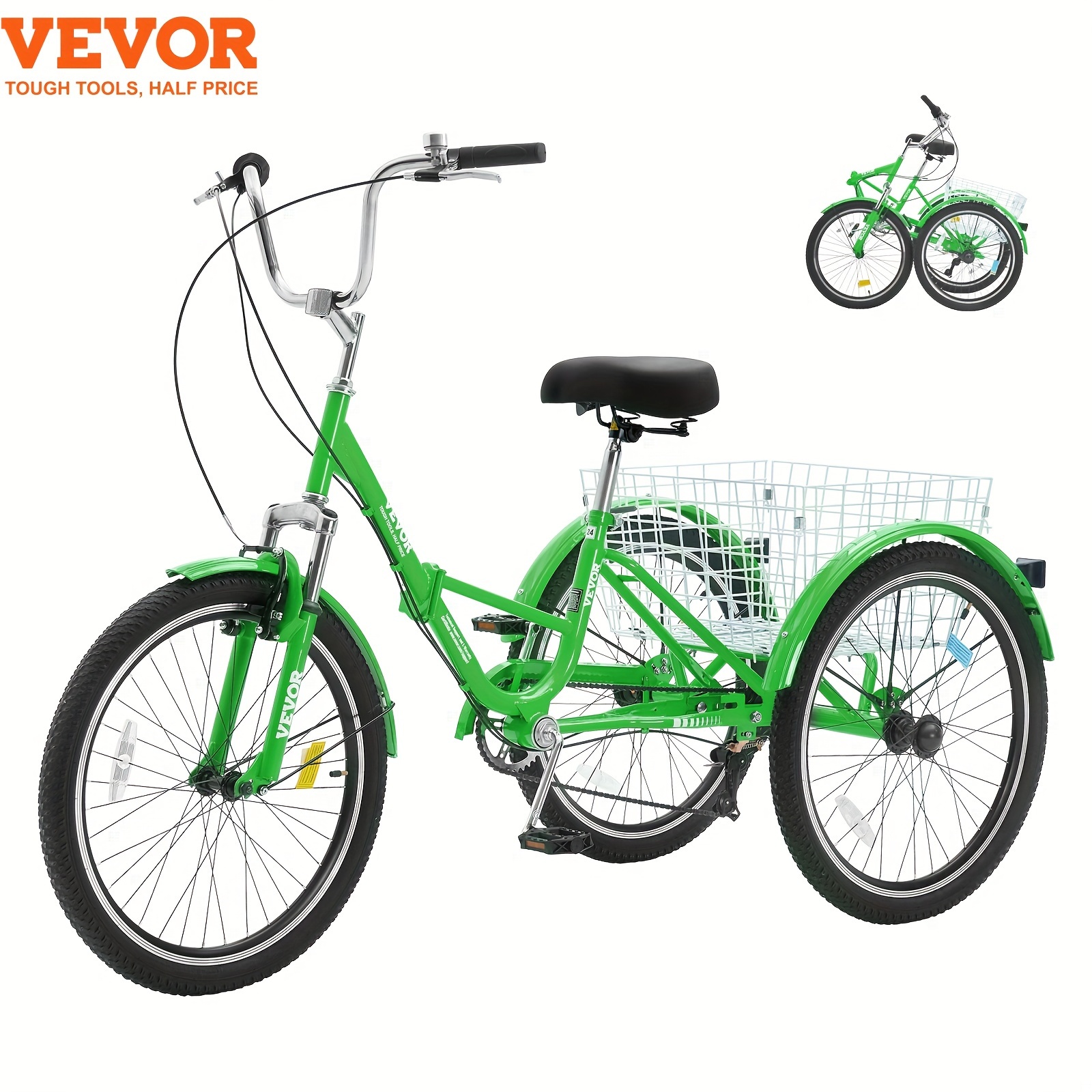 

Vevor Folding Adult 24" 7- Adult 3 Trikes Steel