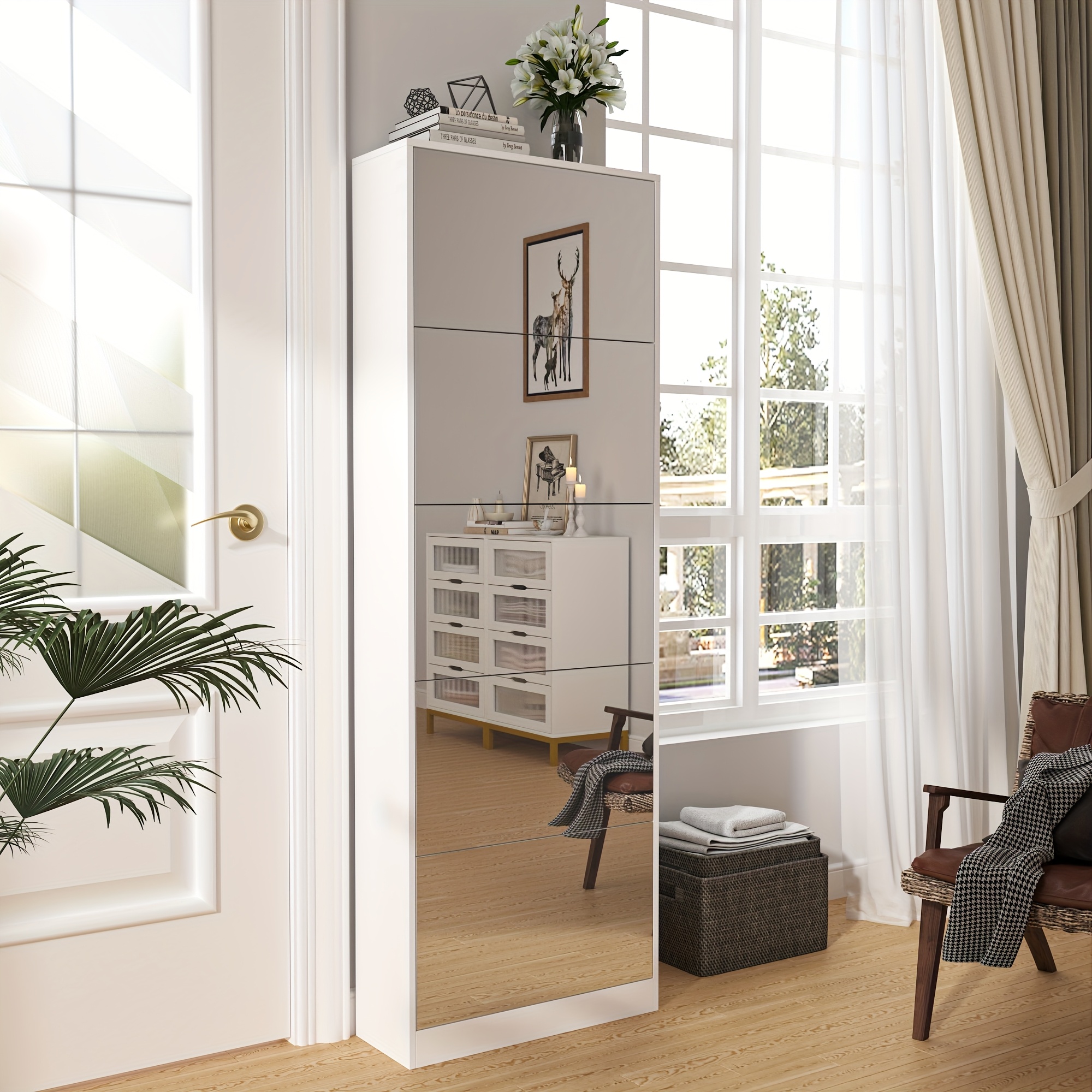 armário de armazenamento para sapatos   gavetas espelhadas abatíveis, armário organizador de sapatos, armário   para entrada, sala e corredor,   detalhes 6