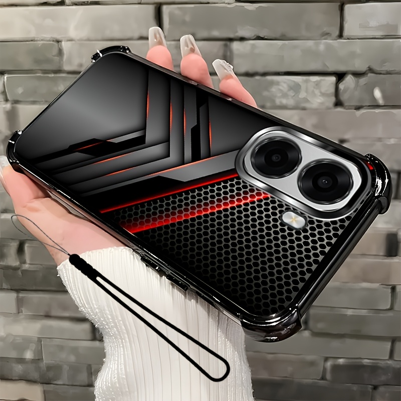 TEMU Phone Case: 2d Flat 2pcs Set: Includes 1 Phone Case + 1 Strap,cool Graphics 2d Flat, Phone Case,suitable For Oppo A6x,unisex Lanyard Phone Case,