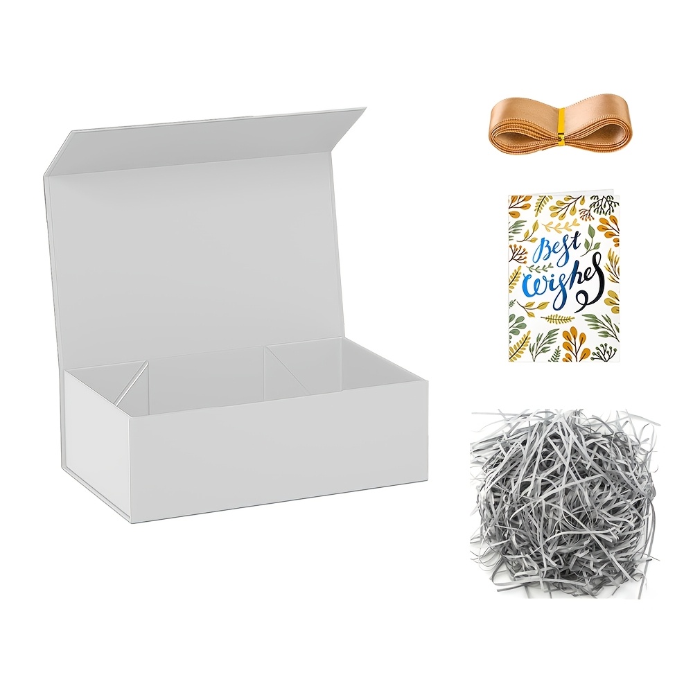 TEMU de regalo rectangular plegable con cierre magnético de 11X6X4 pulgadas, con , tarjeta, cinta, rafia, para , boda, Navidad, Día de San Valentín,