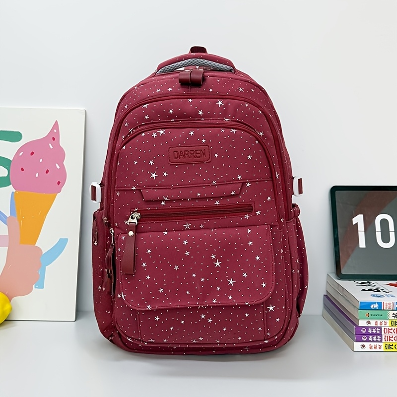 TEMU A Spacious Multi-pocket Casual Backpack In 6 Trendy Colors, Featuring A Solid , Perfect For Outdoor Travel. This Large-capacity Travel Bag Is