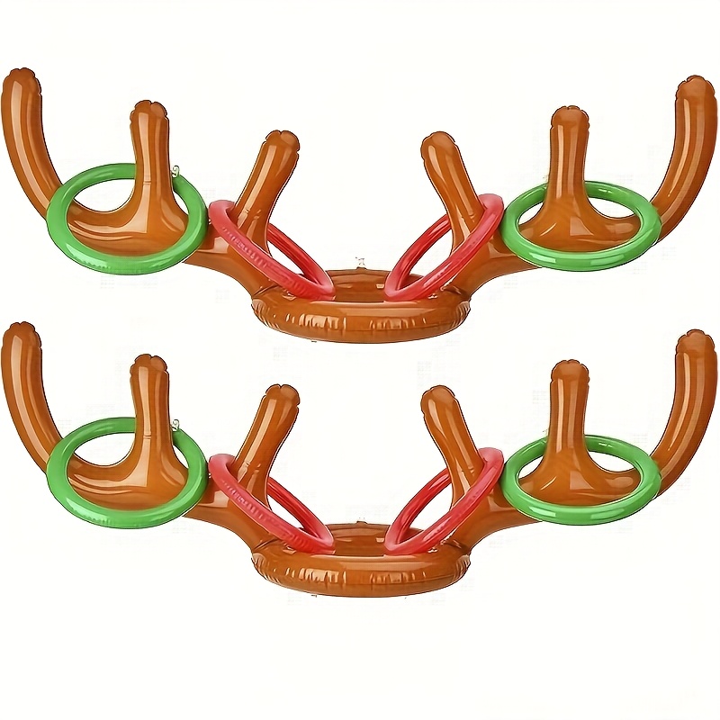 Image of Inflatable Antler Compatible & - Party Tossing Game With Antler Hoops, Christmas, Easter, New Year Parties - /outdoor Fun, Weddings, Birthdays, - Easy Setup