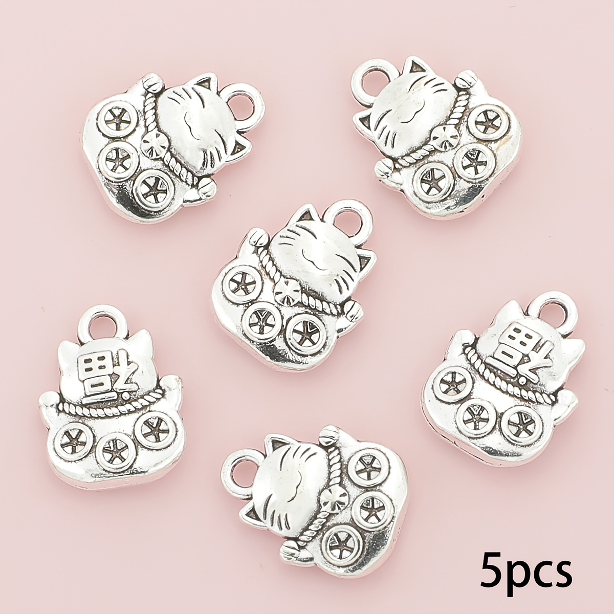 TEMU 5pz/10pz Maneki Neko Cat Charms, Pendente di Fortuna in di , di Fortuna , per Creare Gioielli Fai-da-te, Portachiavi, Bracciale, Collana,