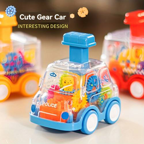 set interactive push toy vehicles transparent gear cartoon friction cars durable non electric with random gear colors red blue plastic for thanksgiving christmas birthdays