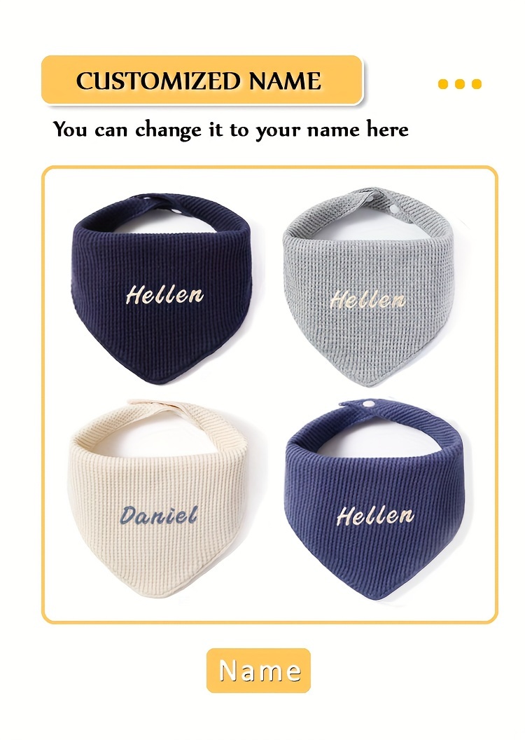 4pcs set  s saliva towel   towel adjustable   solid color  s saliva mouthguard  s feeding mouthguard soft and breathable strong water absorption natural material   personalized engraving service embroidered name   gift birthday gift christmas halloween new year gift holiday gift details 1