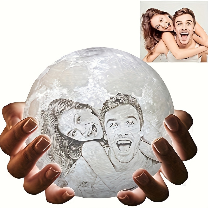

1pc Custom Moon Lamp With Photo, Engraved Personalized Gift For Birthday Wedding Anniversary, Gifts For Women Men Boyfriend Girlfriend, Wooden Stand Remote/touch Control 16 Colors 5.9 Inch Moon Lamp