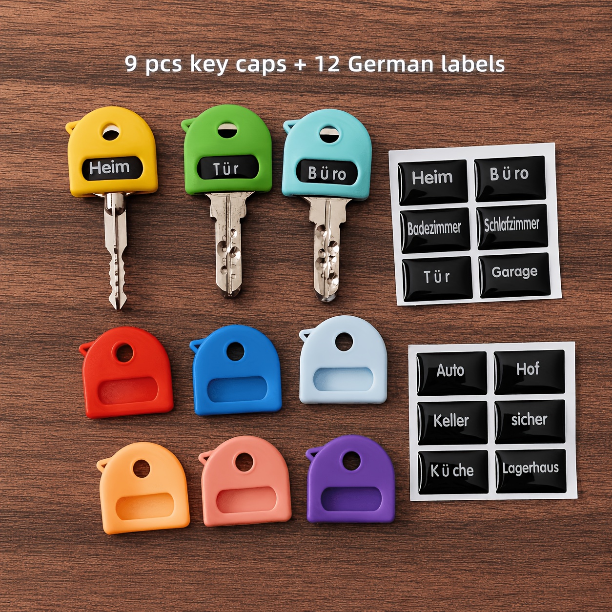 21pcs Key Cap Covers And Luminous Label Pack - 9 Key Id Caps With 12 -the-dark Durable Tags - Looking For Keys