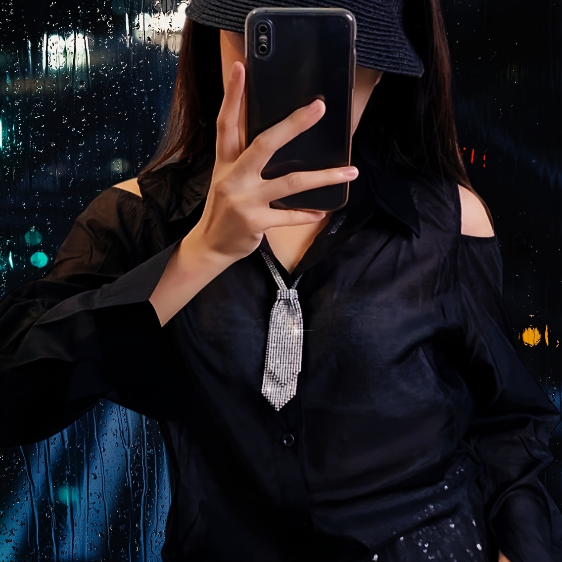 E-shop 1 Stück Gothic Glänzende Dekorative Fliege, Verstellbar – Ideal für Partys und Alltagsoutfits