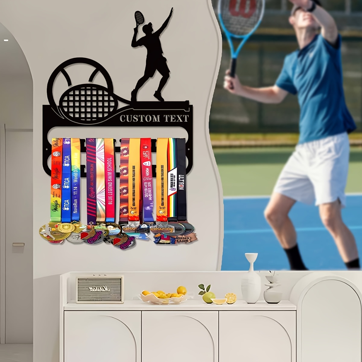 TEMU [Personnalisé] 1pc Support de suspension en métal pour médaille de de tennis personnalisé, Support d' de médaille de de tennis personnalisé,