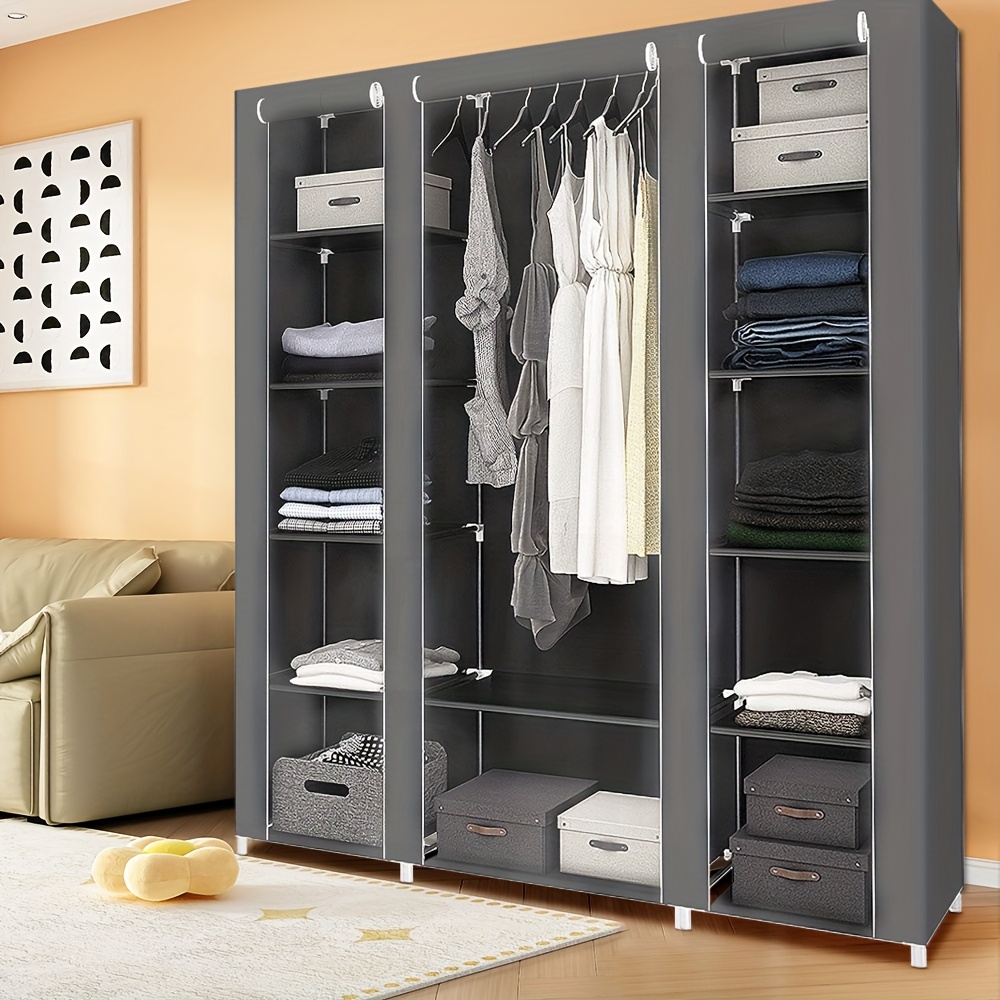 TEMU Walk-in Wardrobe With Fabric Cover, 172cm Portable Closet Organizer With Modular Sections, Removable Easy-clean Closet For Rental & Dorm,