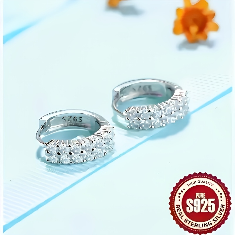 1 Pereche de Cercei S925 Argint Sterling, Stil Fashion Clasic, Exquisiți, Lustruiți, Dublu Strat, Cubic, Zirconiu Sintetic, Geometrici, Design Creativ High-End, Stil Unic, Formă de Inimă, Minimaliști, Lux, Cuplu, Mini, Drăguți, Zilnic, Petrecere