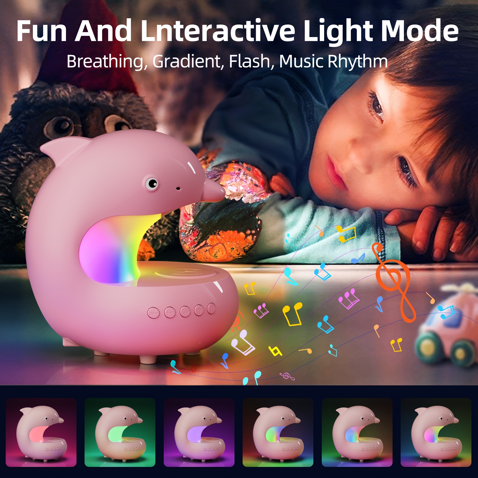 smart rgb light with wireless speaker fast wireless charger adjustable brightness dolphin desk lamp usb type c wireless bedroom night light valentines day gift camping wedding decor halloween christmas decor Product details 2