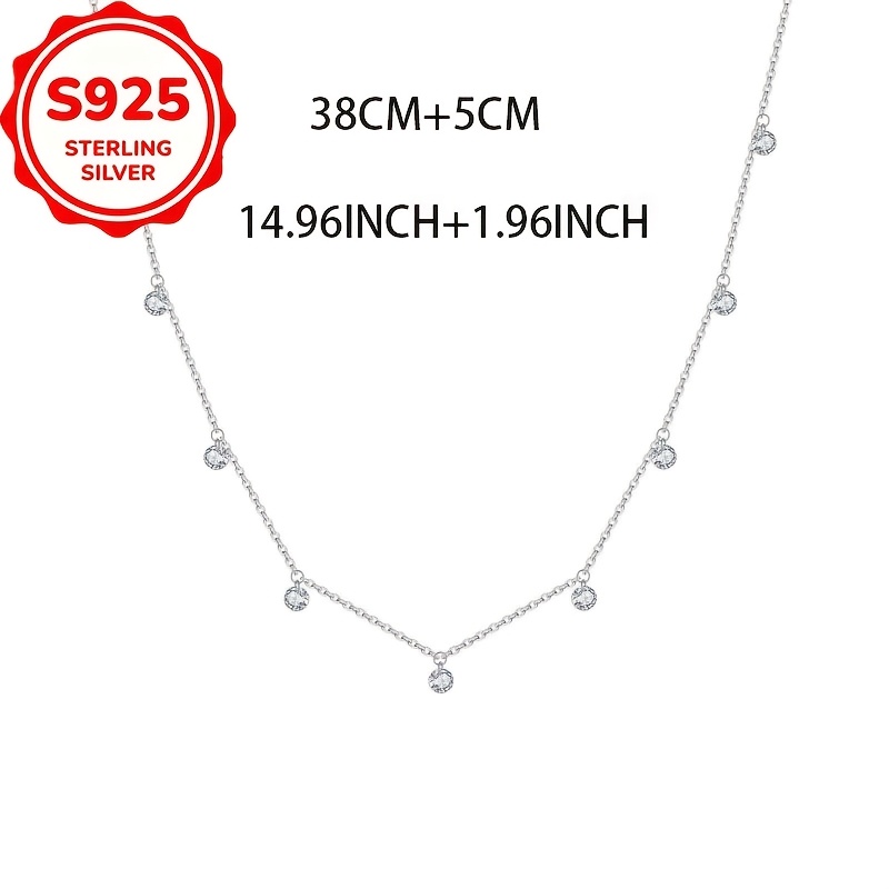 S925 Silver Multi-Stone Irregularly Hanging Zirconia Necklace