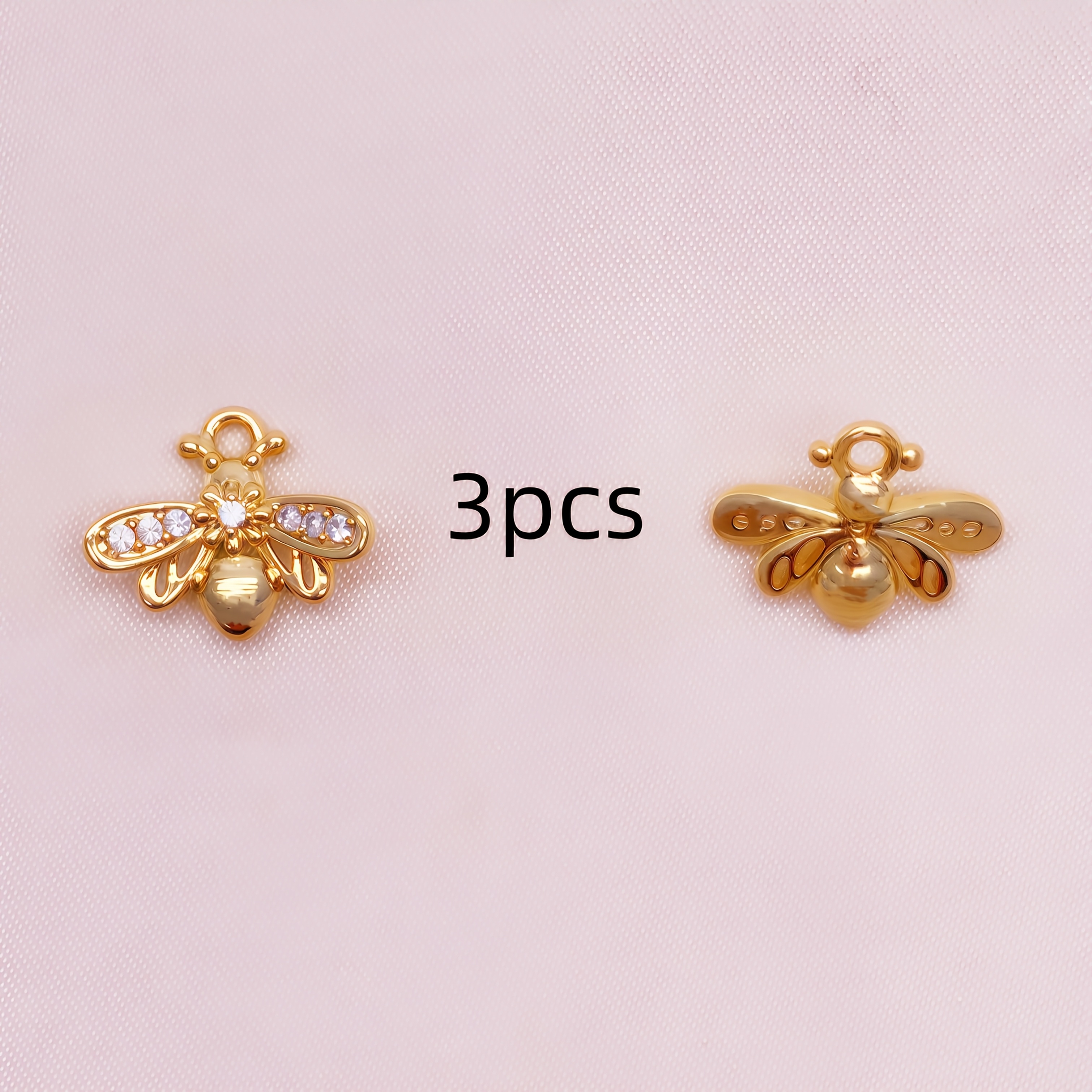 TEMU 3pcs Bee Charm Pendants - Cubic Bee Jewelry Making Supplies, Diy Bee Charms For Necklace, Bracelet, Earring Crafting (insect Bees, Copper Base)