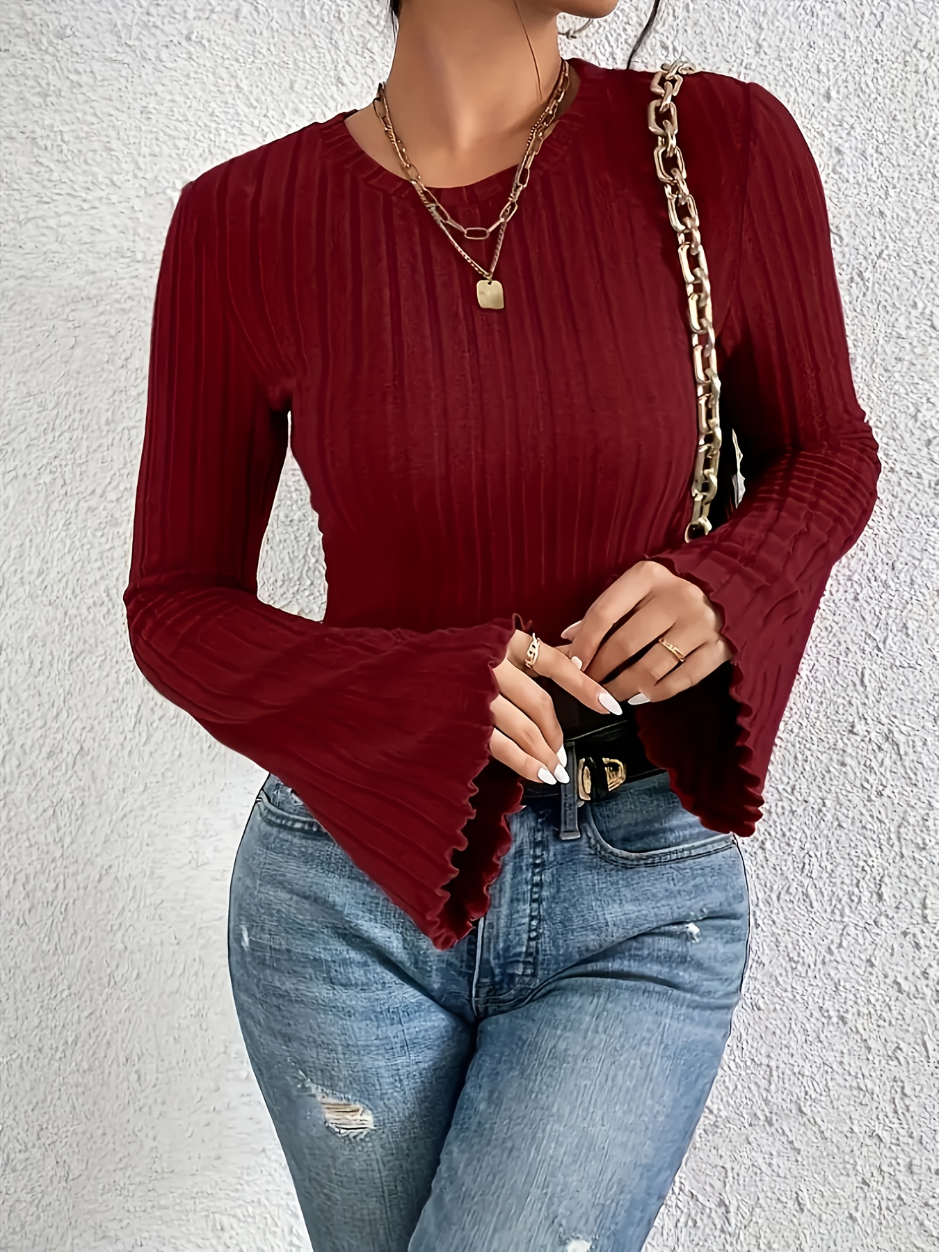 flare sleeve top sold on Temu United States