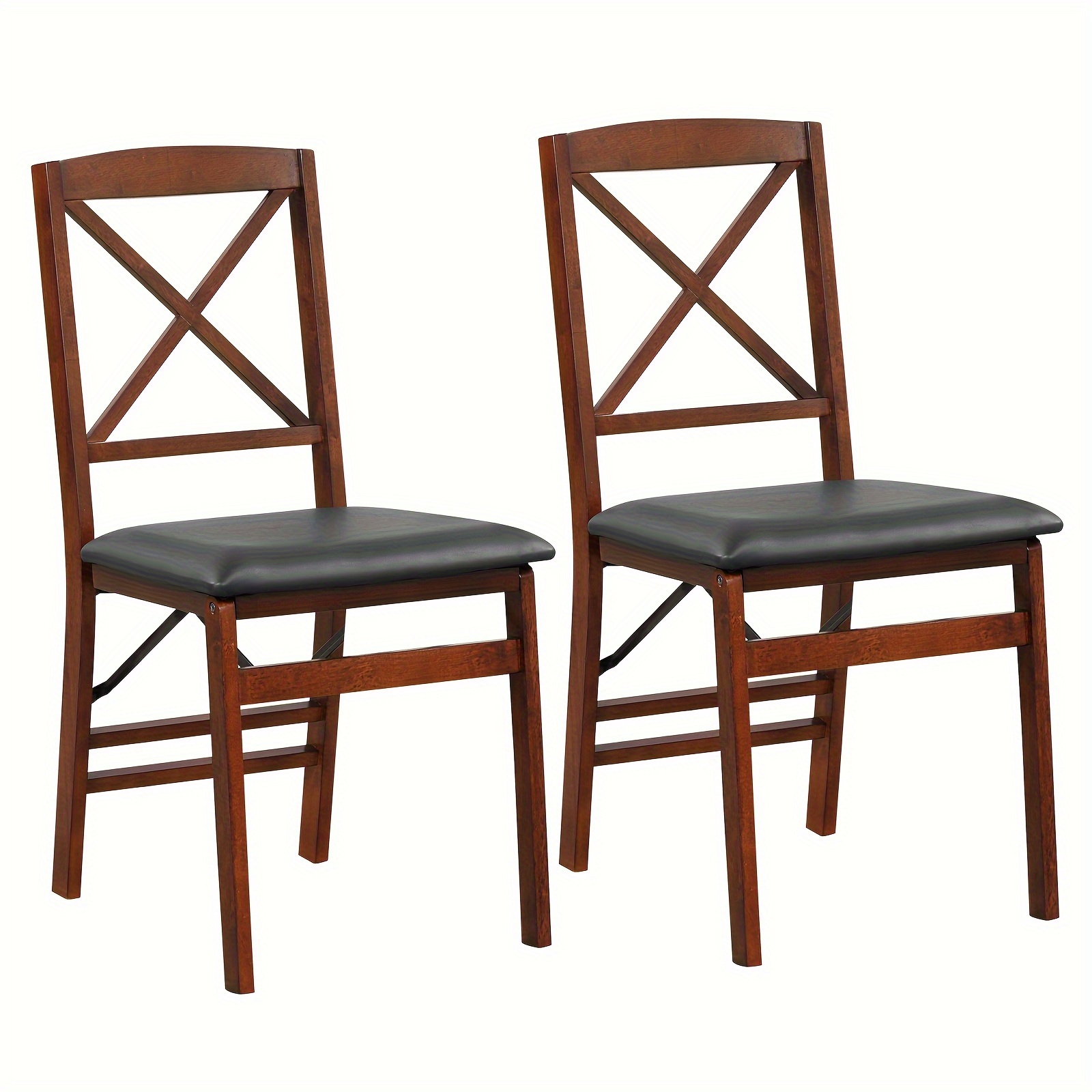 

2 Pack Folding Dining Chairs Foldable Chairs W/ Pvc Padded Seat & High Backrest