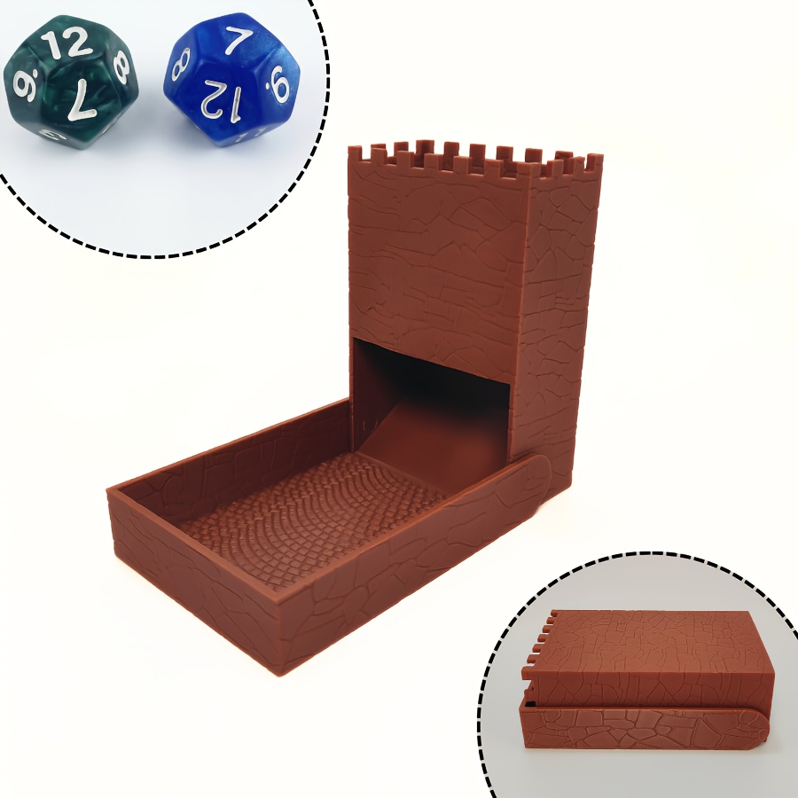 Collapsible Dice Tower Shaped Like a Castle Wall