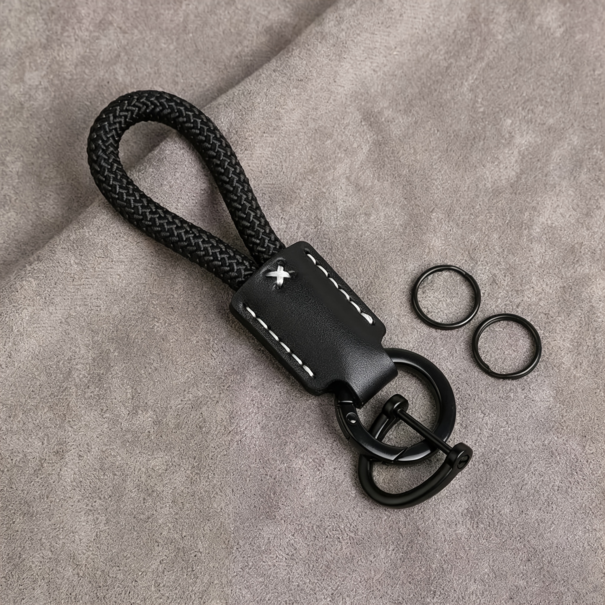 TEMU Llavero para coche de cuero sintético de calidad con cuerda de terciopelo, cordón para teléfono, llavero premium anti-pérdida para coche,