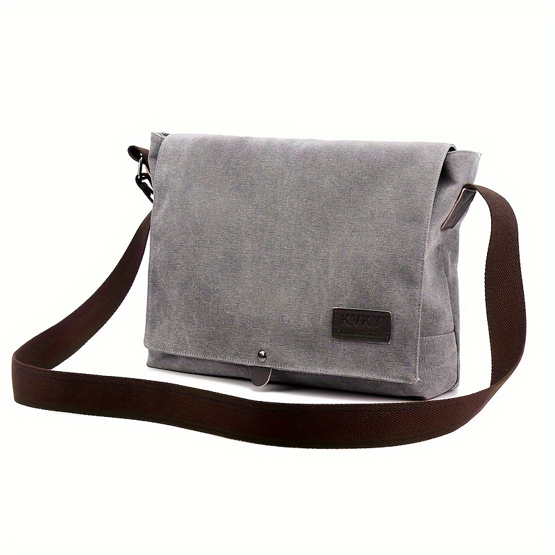 

Casual Canvas Messenger Bag With Flap Over, Adjustable Shoulder Strap, Durable Carryall For Everyday Use