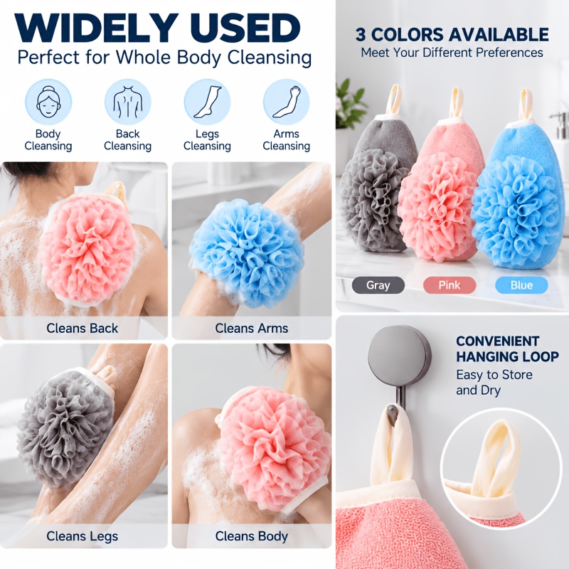 5pcs Bathroom Massage Mats with Scrub Gloves and Hooks