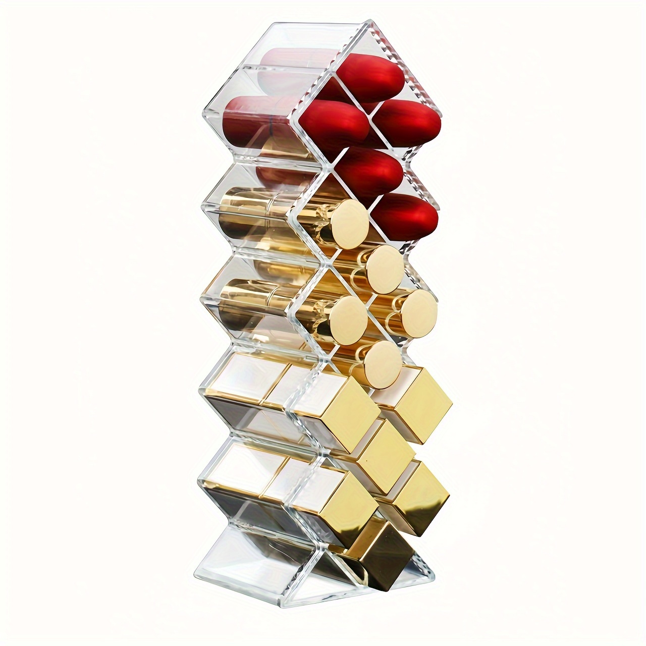 Image of 1pc Multi-grid Lipstick Storage Box, Transparent Cosmetics Organizer, Lipstick Display Stand, Countertop Vanity And Desktop Organizer, A Gift For Women