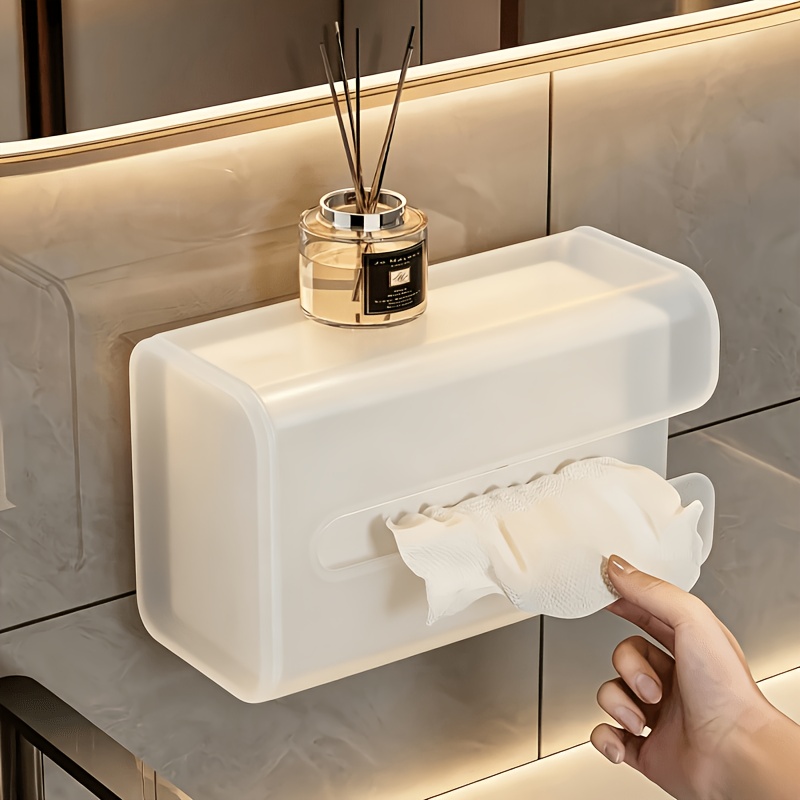 TEMU Distributeur de boîte à mouchoirs mural perçage - Présente une sortie de distribution de mouchoirs lisse, inversée encombrante, convient pour