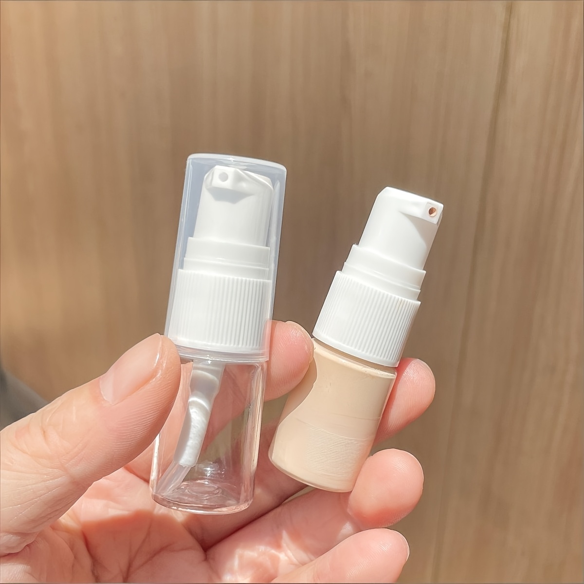 TEMU 2 piezas Botellas dispensadoras de plástico para loción en spray con bomba de presión y boquilla rociadora, adecuadas para , base de maquillaje,
