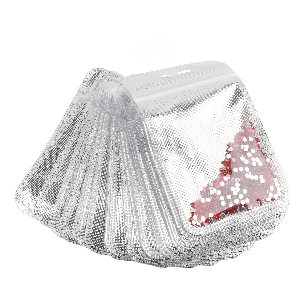1 Set Of 50pcs Plastic Diamond Painting Bead Storage Bags - A Transparent Zipper Bag Suitable For Handmade Items, Drills, Adhesive Stones, And Jewelry Production