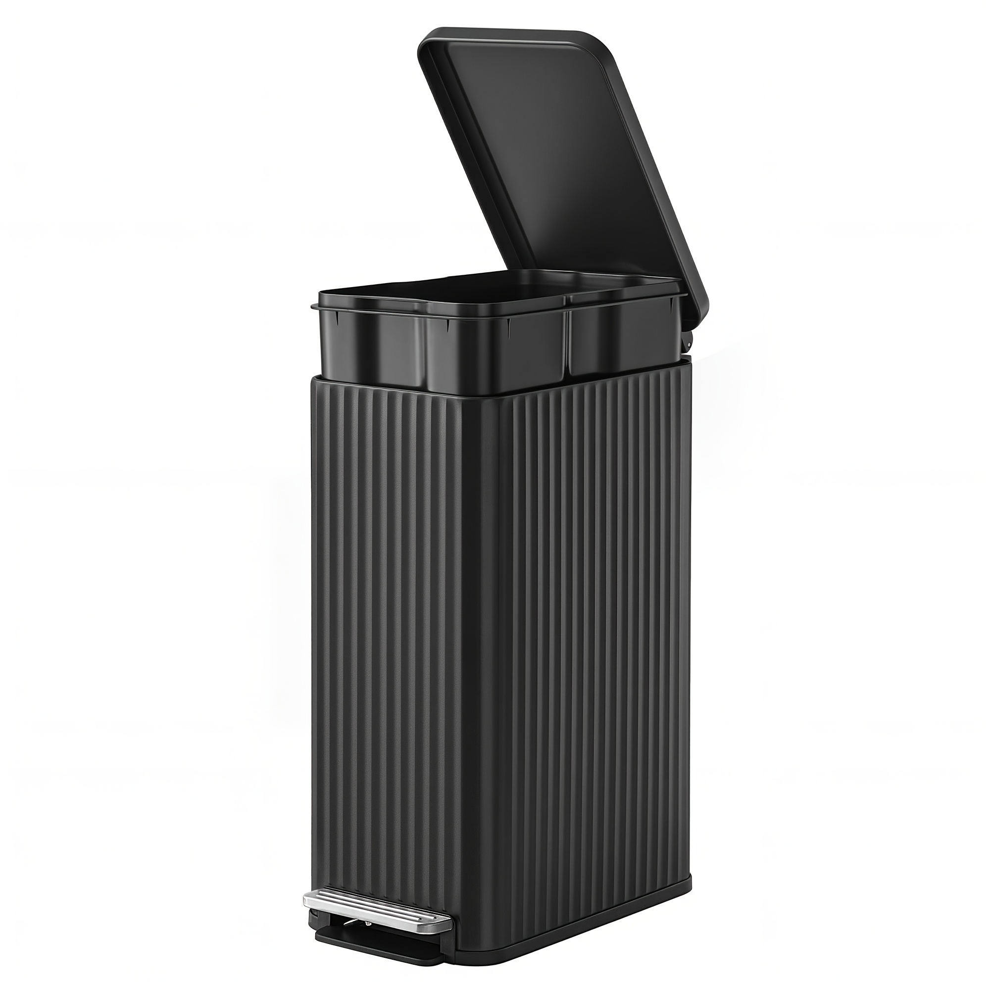 Image of Trash Can Kitchen, 50 L Trash Can With Pedal, Step Trash Can With Lid, Soft Close, Removable Inner Bin, Made Of Steel, 15 Trash Bags