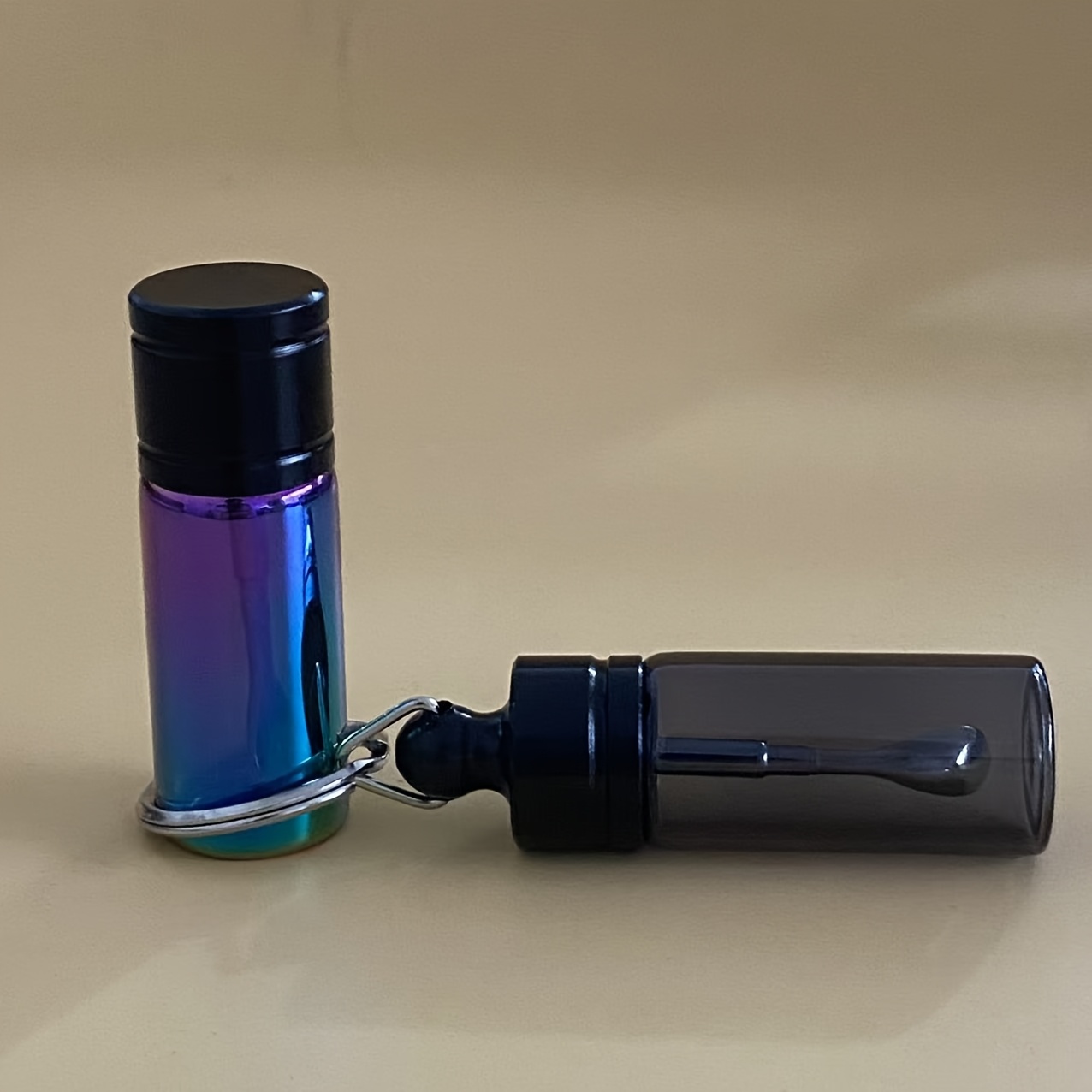 TEMU 2pcs Iridescent Metallic Mini Sealed Storage Tubes, With Built-in Key Hook For Portable Use, Multiple Colors Available, Highly Practical For