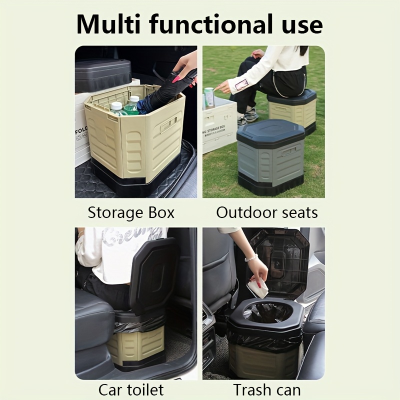 Multi-Functional Portable RV Toilet & Folding Trash Can for Camping