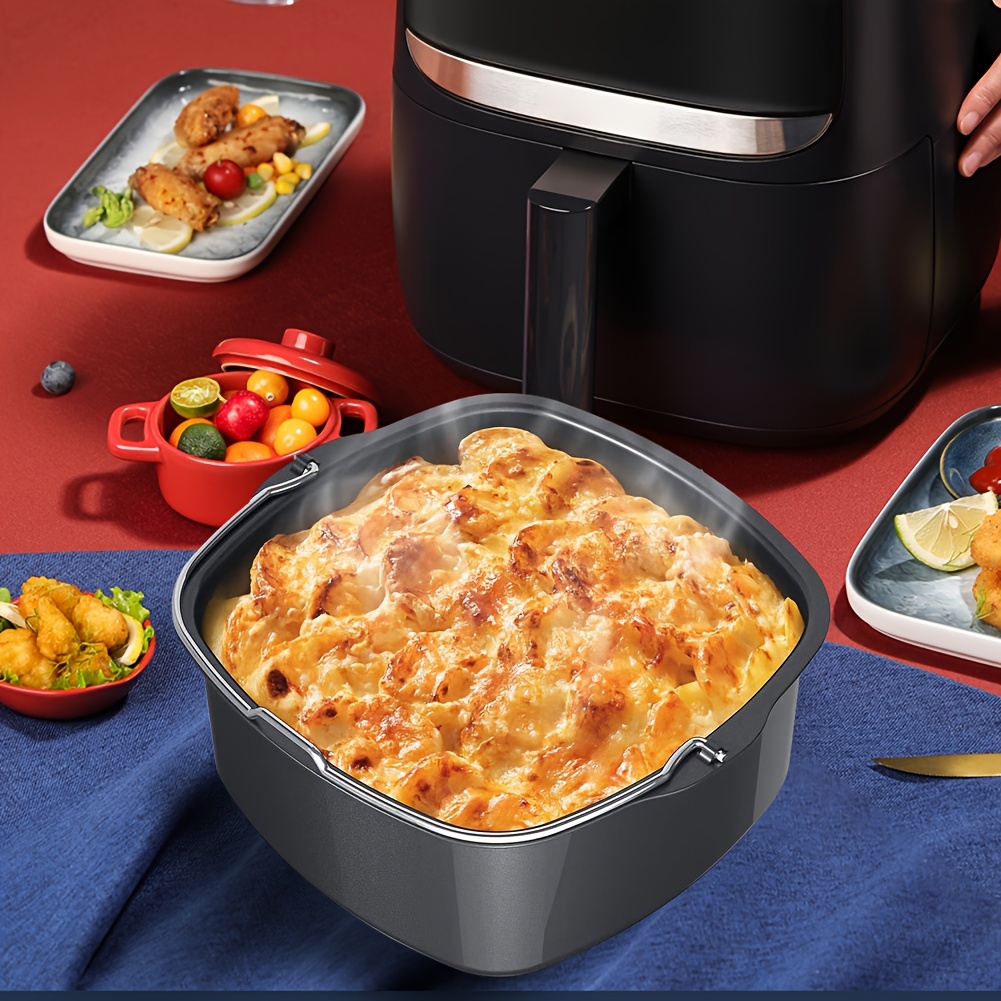 

1pc, Air Fryer Basket, Square Cake Pan With Handle, Baking Tools, Home Kitchen Accessories