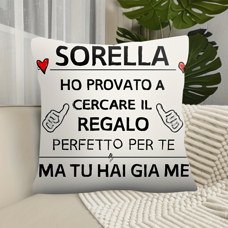 TEMU 2d Flat - 1pc 2d Flat 2d Flat Double-sided Printed Pillowcase 2d Flat Printing Italian Sisters Friendship Wedding Congratulations, With Zipper