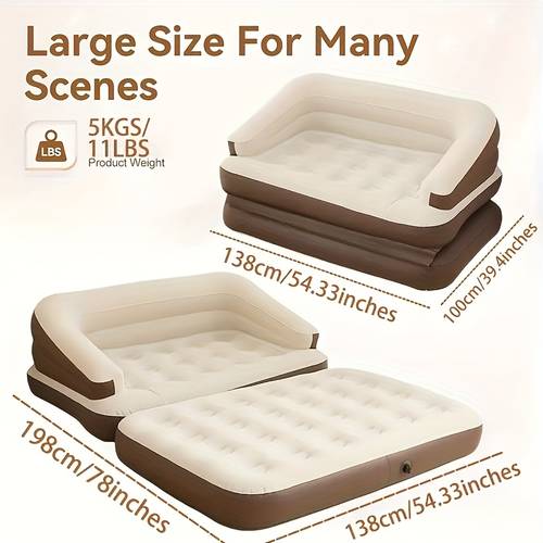 2 in 1 air sofa bed with backrest bed extra large folding mattress portable outdoor bed for camping apartments sofa bed foldable double size sofa bed on a budget foldable sofa bed air mattress sofa bed foldable