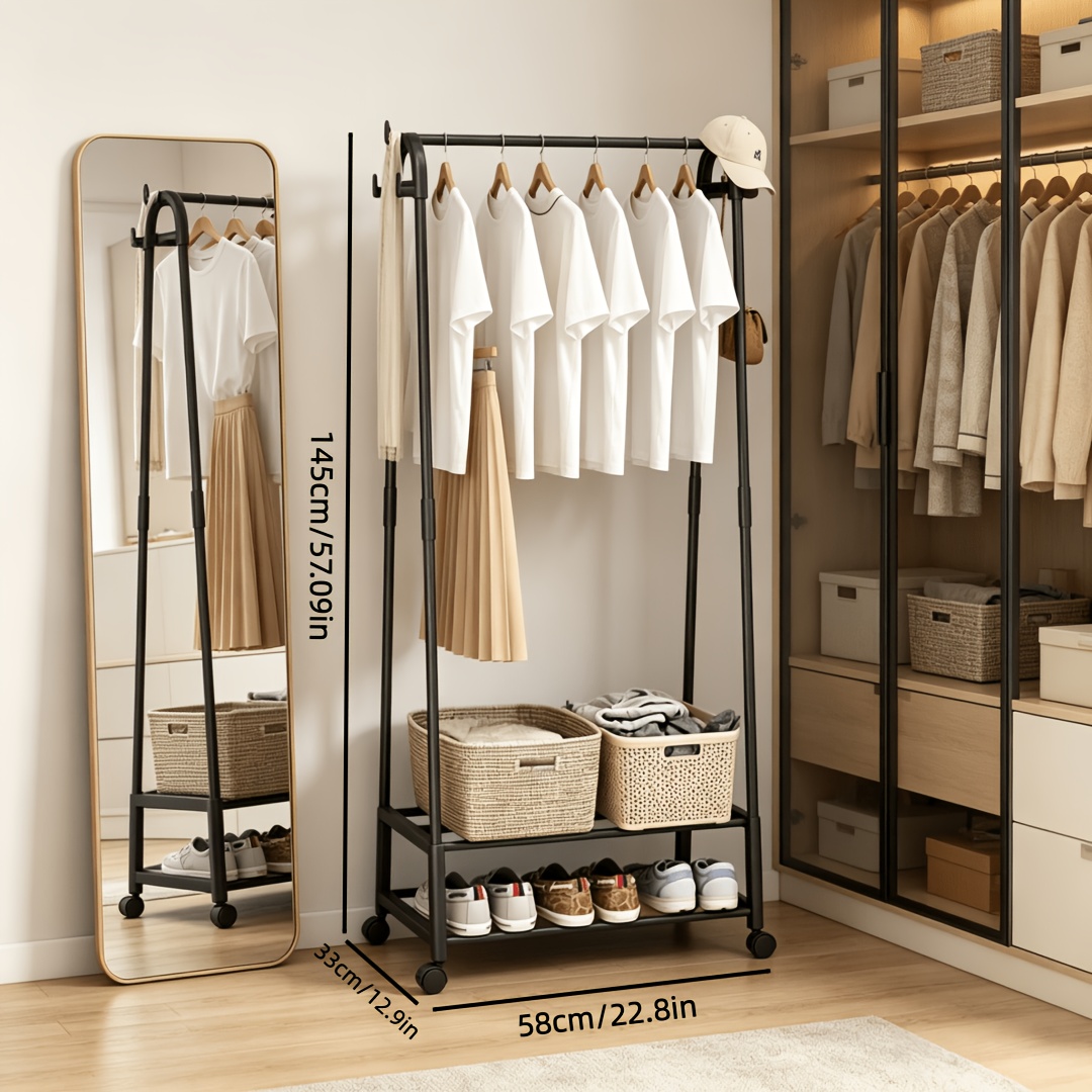 TEMU Nouveau Modèle d'Étendoir Triangulaire Multifonctionnel | Porte-vêtements Noir 1/2 Niveau | Matériau : Métal + PP | Porte-chapeaux/Manteaux et
