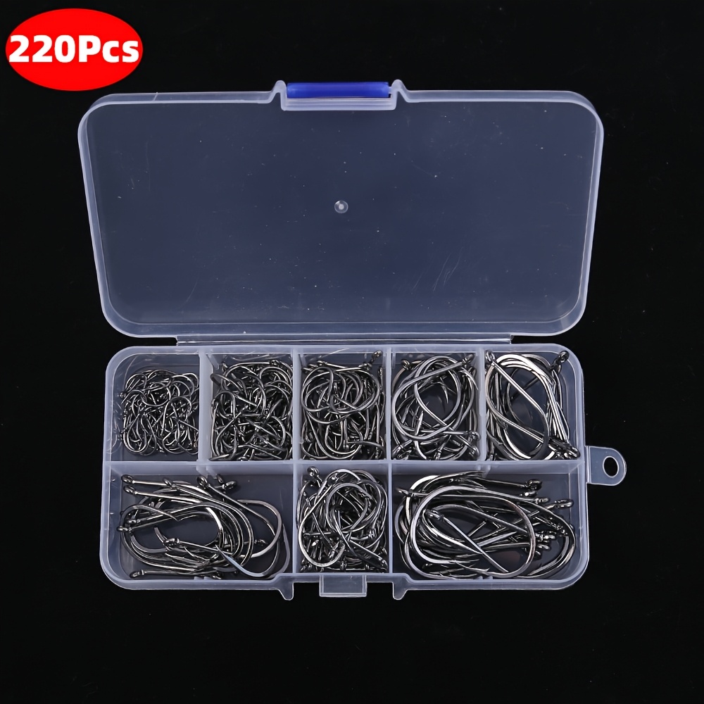 TEMU 220pcs Ise Fish Hook Set, Multi-model Freshwater & Saltwater Fishing Hooks, Fishing Hooks, Fishing Gear, |vibrant Fishing Hooks|durable Fishing