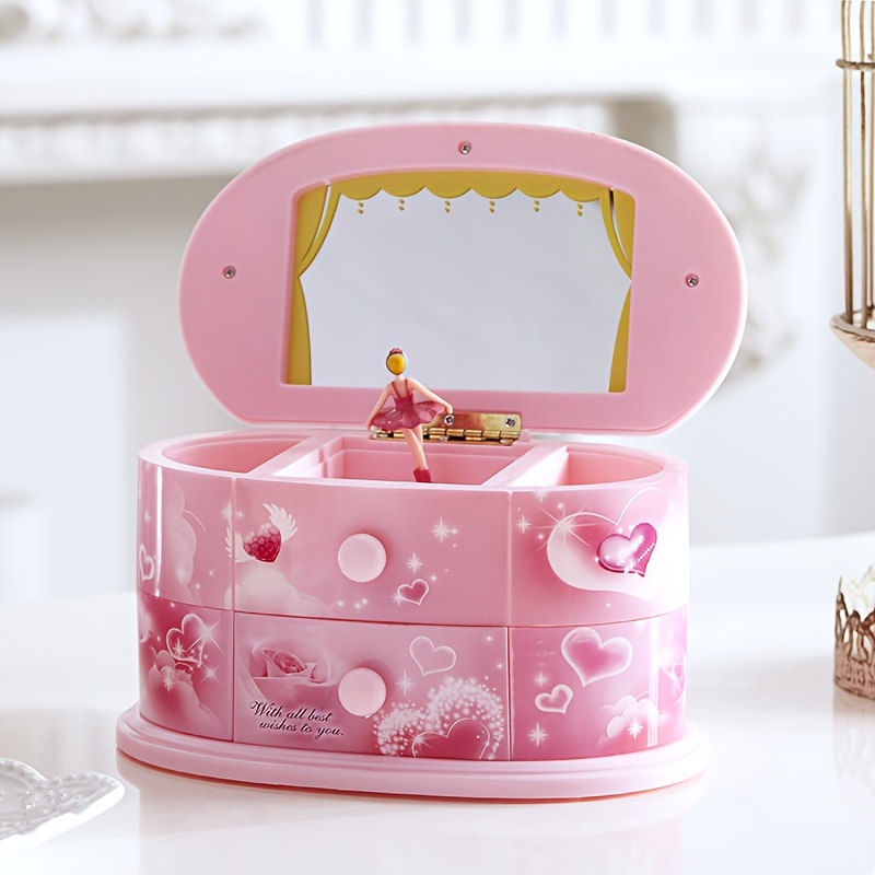 

1 Classic Plastic Ballet Girl Music Box With Drawers, For Electricity, Elegant Women's Accessory Storage Box