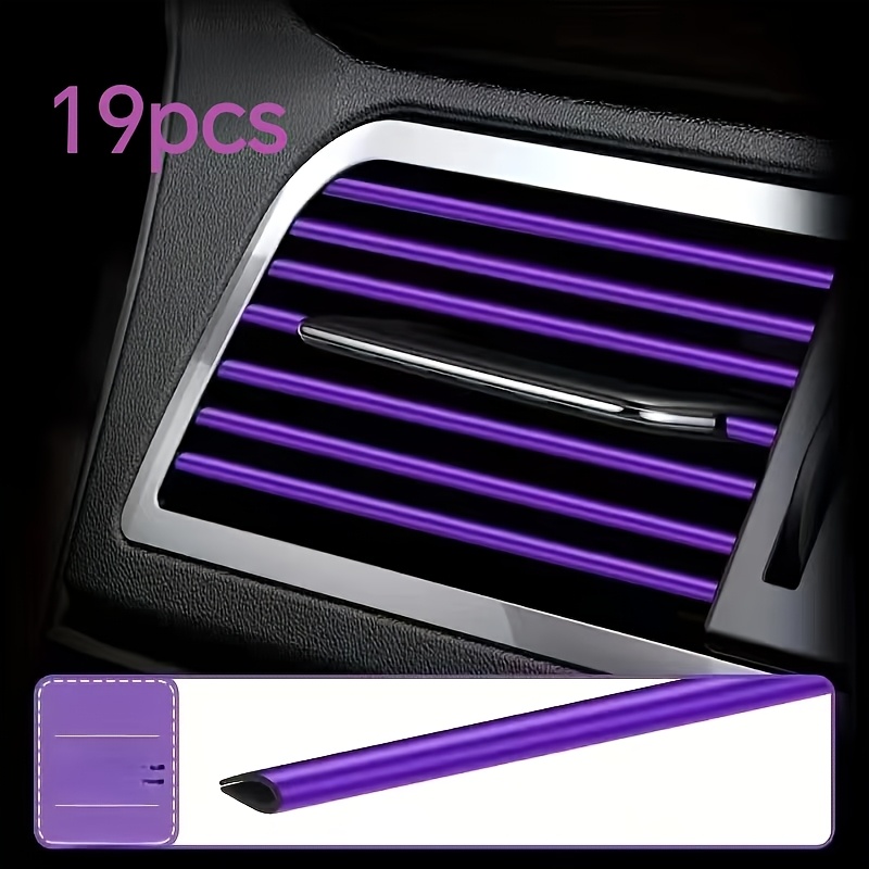 TEMU 19pcs Of Car Air Conditioning Interior Decoration Strip 7.68-inch U-shaped Decorative Strip - Suitable For Car Air Conditioning Ventilation -