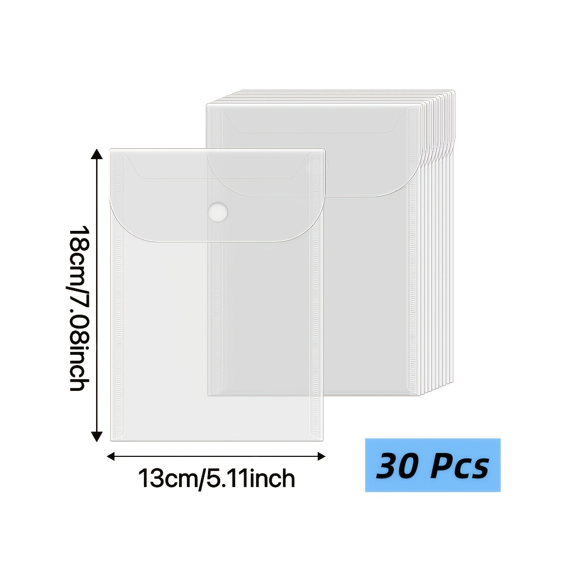 TEMU 30pcs Clear Pvc Plastic Envelopes With Snap Closure Suitable For Stamps, Die-cut Sheets, Receipts, Photos - Reusable Pouches For Scrapbooking,