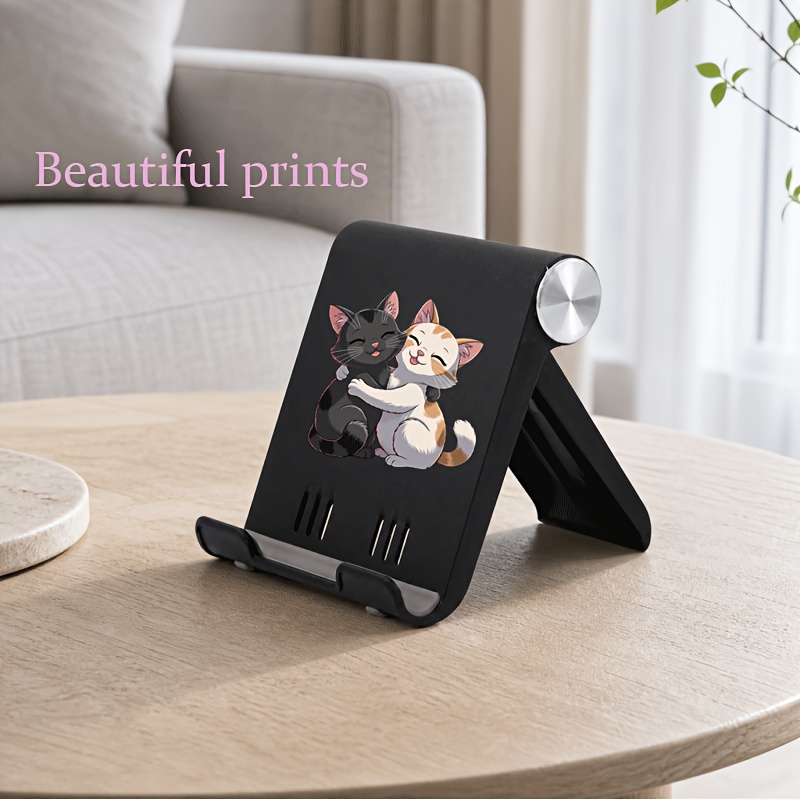 TEMU 1pc Cute Hugging Cats Foldable Desk Cell Phone Stand, Adjustable Desktop Phone Holder Compatible For Iphone, Ipad,