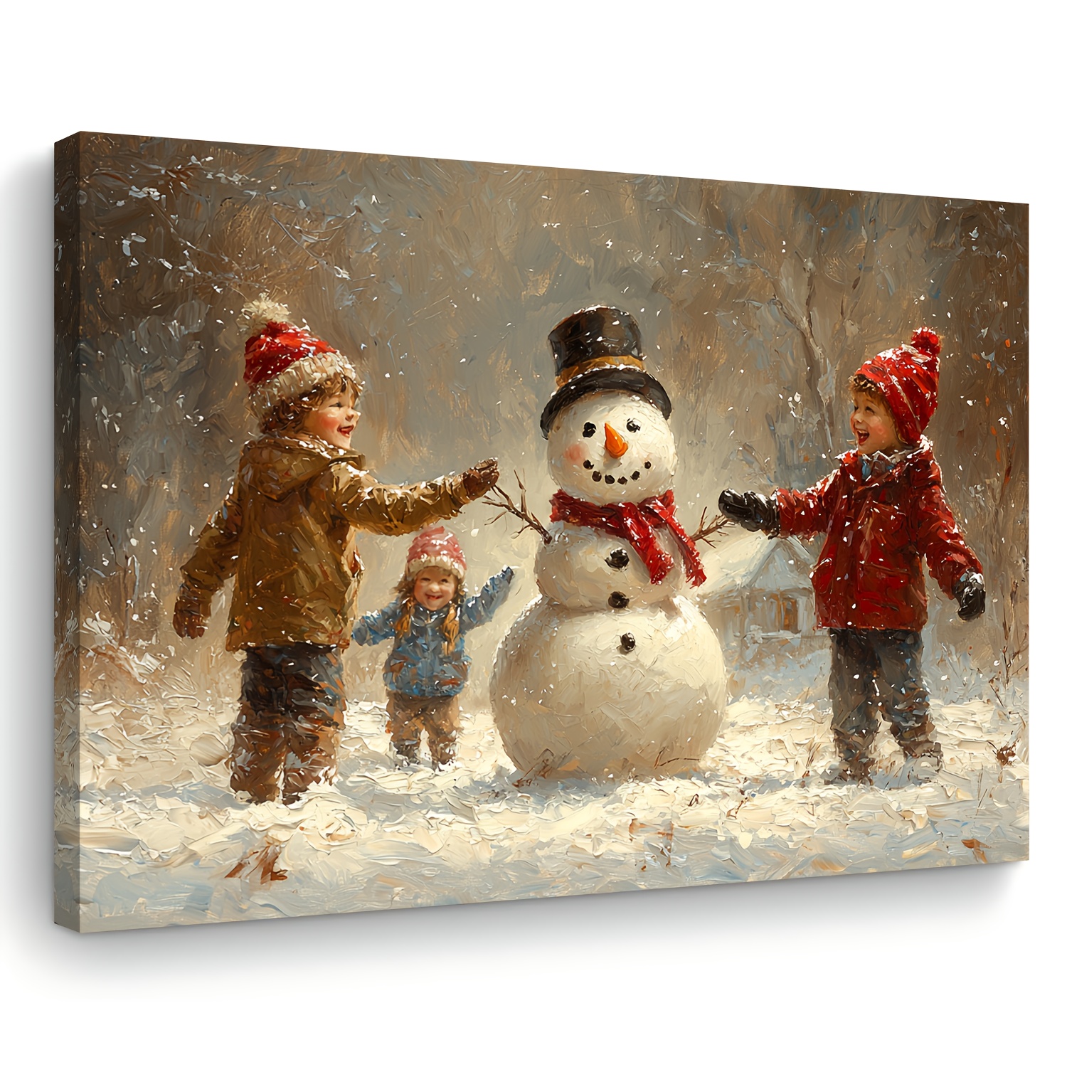 

[1pc Snowman ] 1pc Wooden Canvas Print, Build A Snowman , Woven Home Office Decor, Ideal For New Year, Bachelor Party, Christmas Gift, 11.8" X 15.7