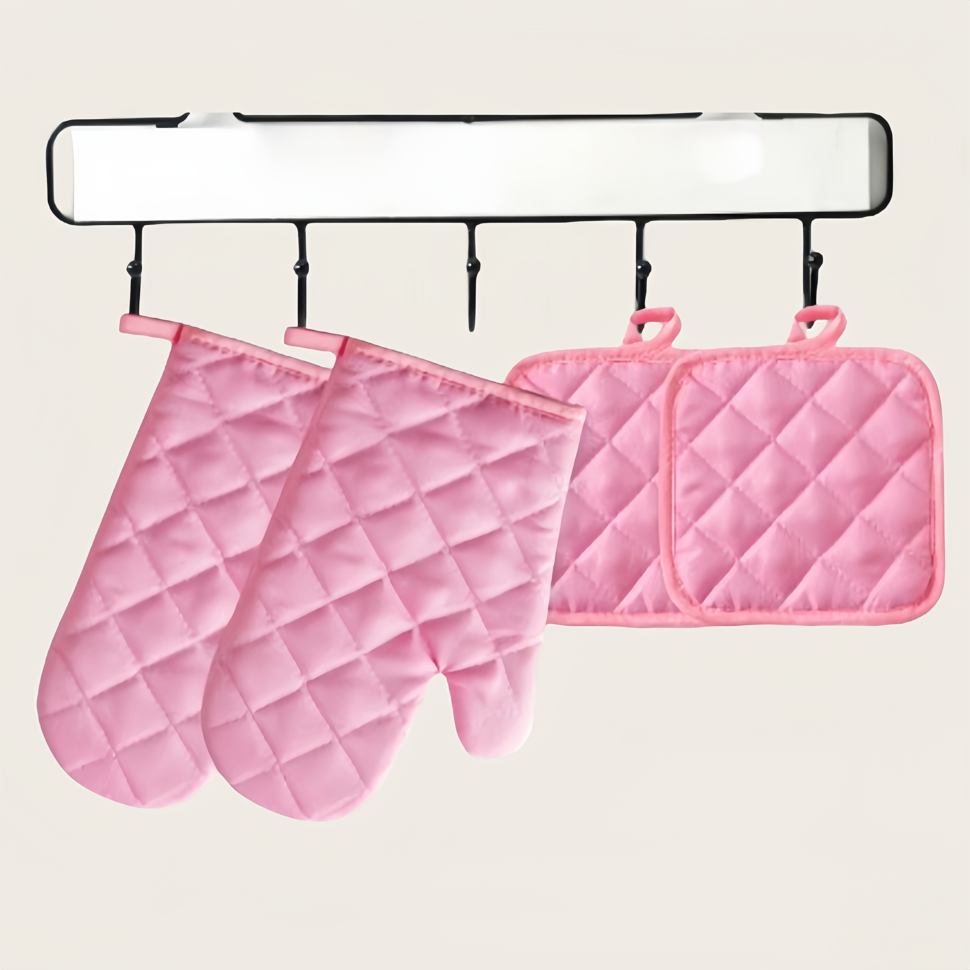 TEMU Oven Mitts And Pot Holders Set - Kitchen Microwave Insulated Gloves, Non-slip High Temperature Resistant Barbecue Baking Oven Gloves, Four-piece