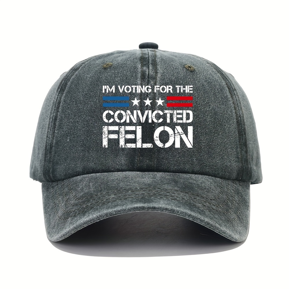 im voting for the convicted felon vintage washed distressed cotton baseball cap unisex adjustable lightweight sun protection hat for men and women casual sports cap with letter pattern hand washable 1pc